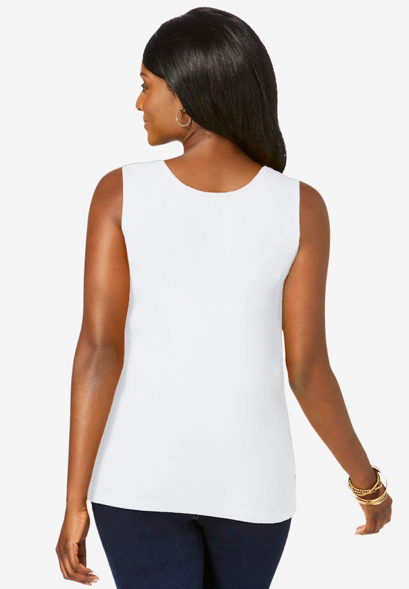 Stretch Cotton Horseshoe Neck Tank image number 2
