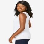 Stretch Cotton Horseshoe Neck Tank image number null