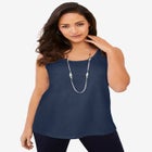 Stretch Cotton Horseshoe Neck Tank image number null