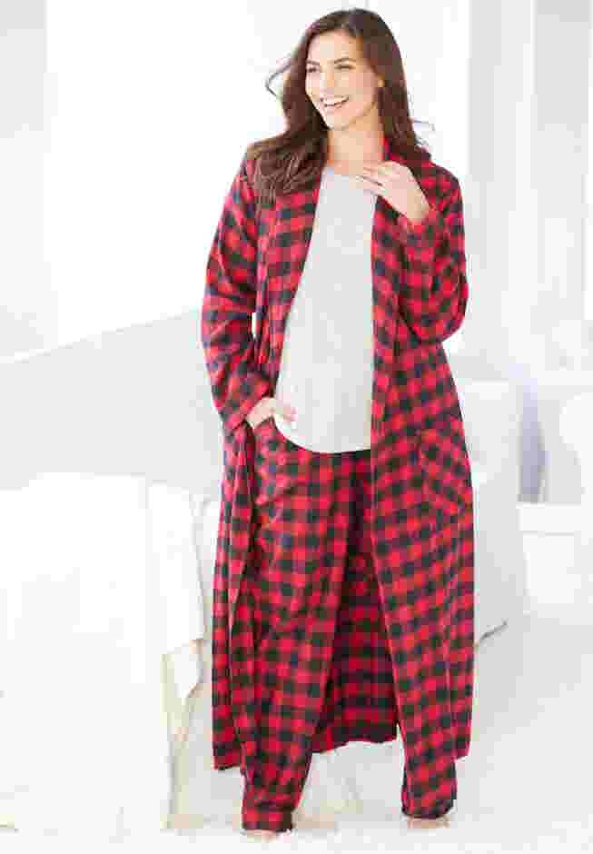 Long Flannel Robe  image number 0