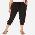 Plus Size Soft Knit Capri Pant with Drawstring Waist image number null