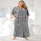 Long French Terry Zip-Front Robe image number null