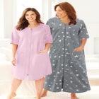 Short French Terry Zip-Front Robe image number null