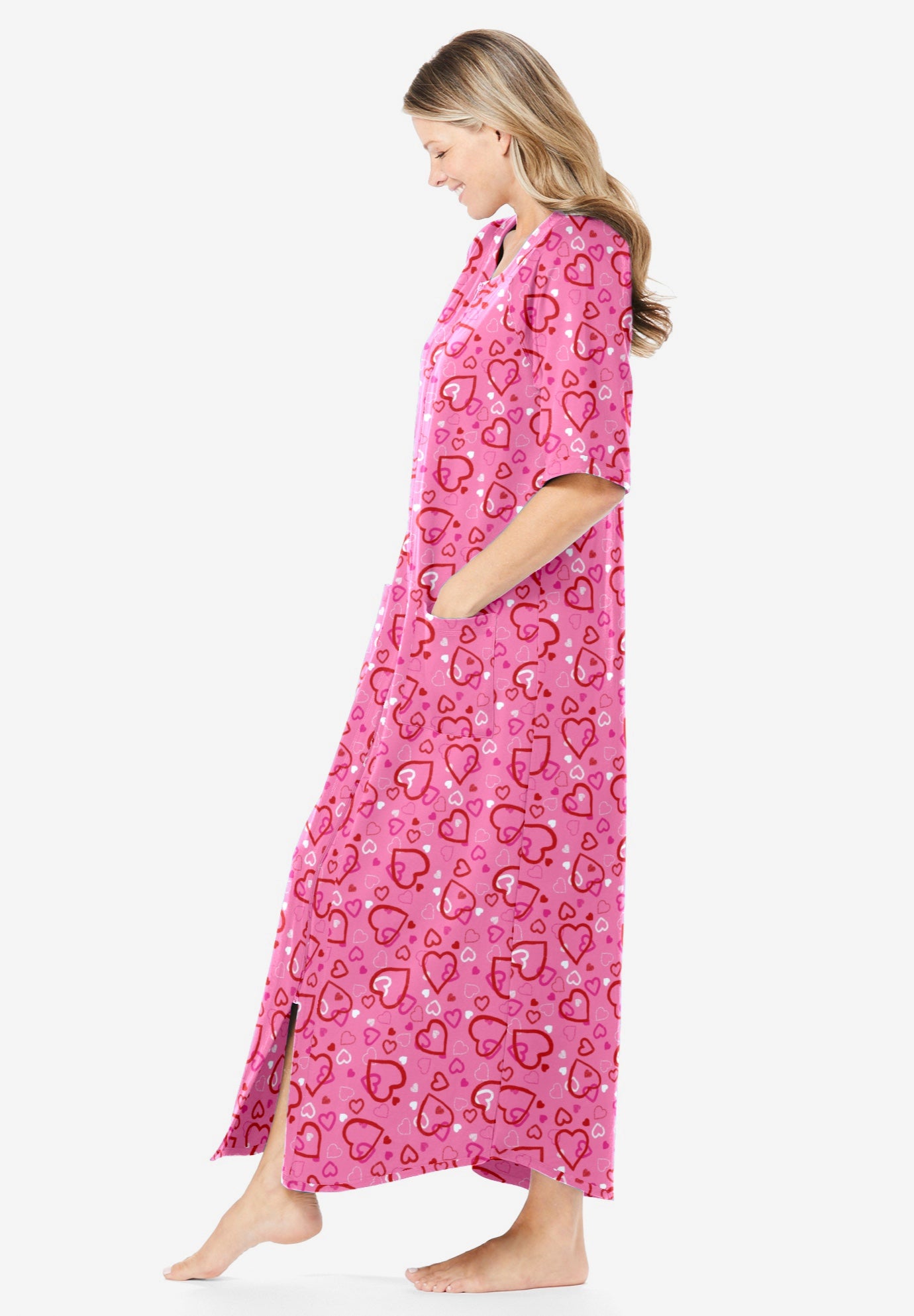 Long French Terry Zip-Front Robe image number 2