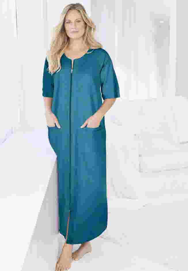 Long French Terry Zip-Front Robe image number 2