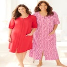 Long French Terry Zip-Front Robe image number null