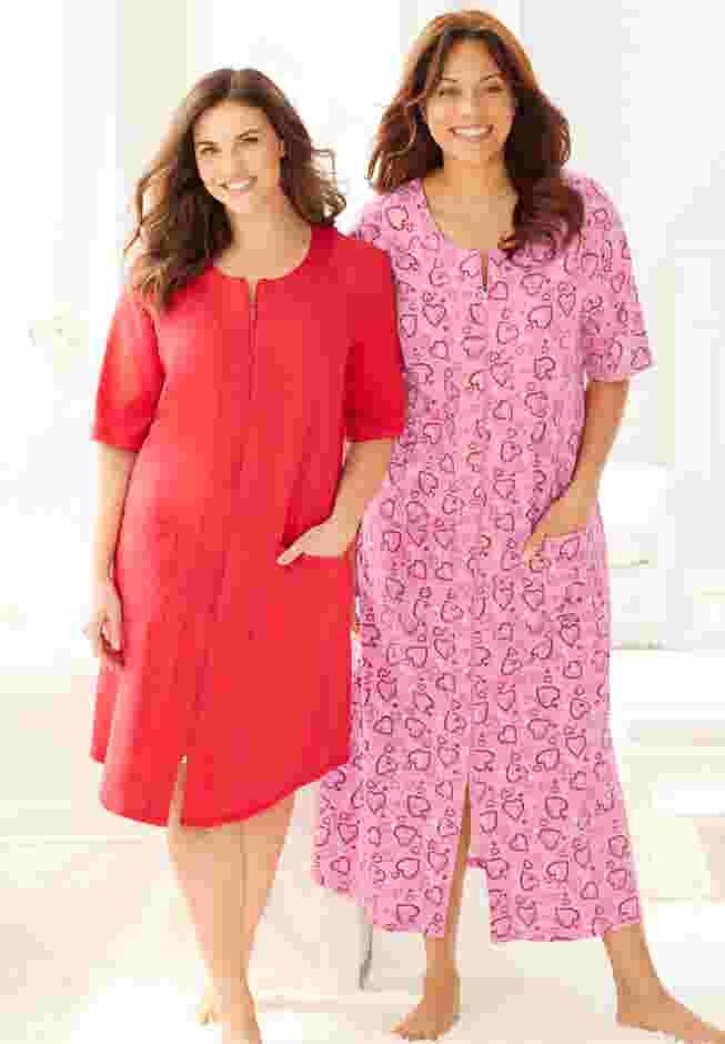 Long French Terry Zip-Front Robe image number 3