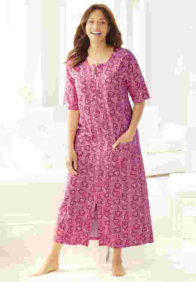 Long French Terry Zip-Front Robe image number 0