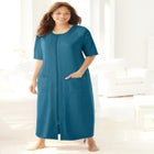 Long French Terry Zip-Front Robe image number null