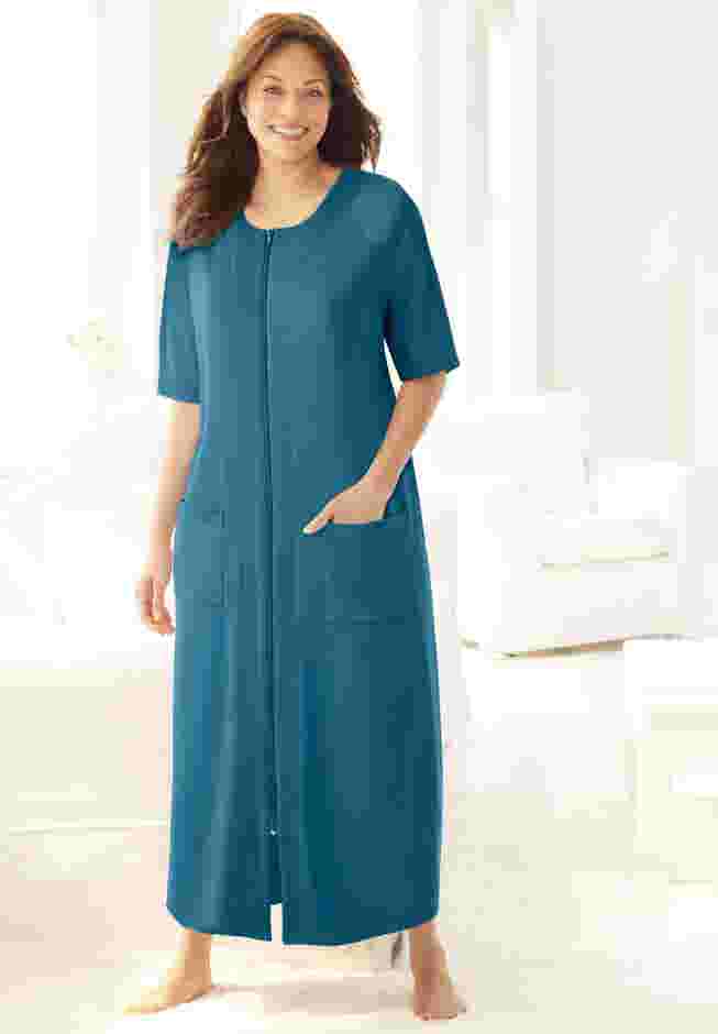 Long French Terry Zip-Front Robe image number 0