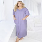 Long French Terry Zip-Front Robe image number null