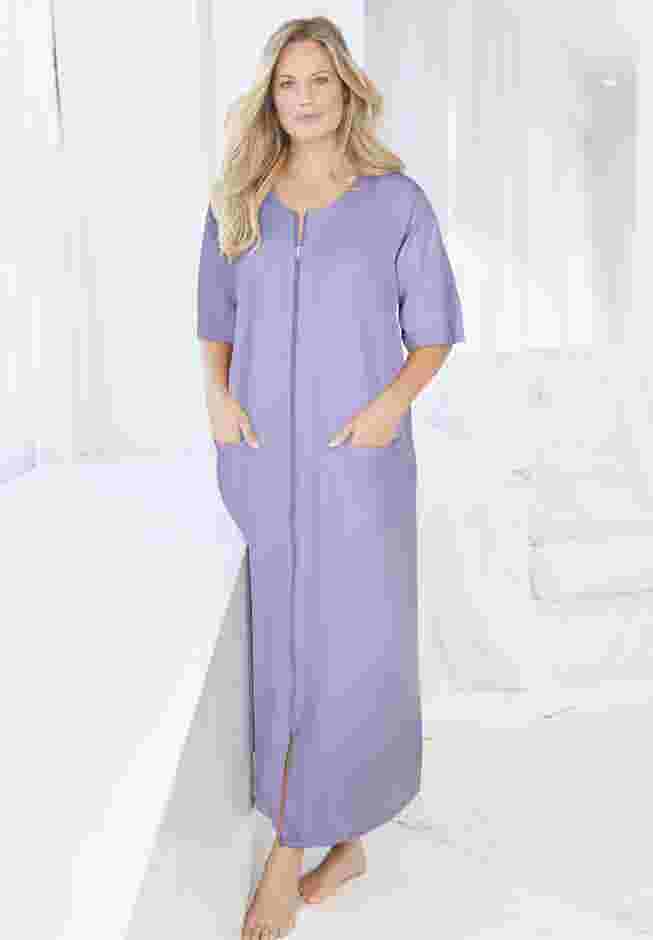 Long French Terry Zip-Front Robe image number 0