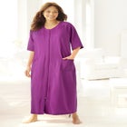 Long French Terry Zip-Front Robe image number null