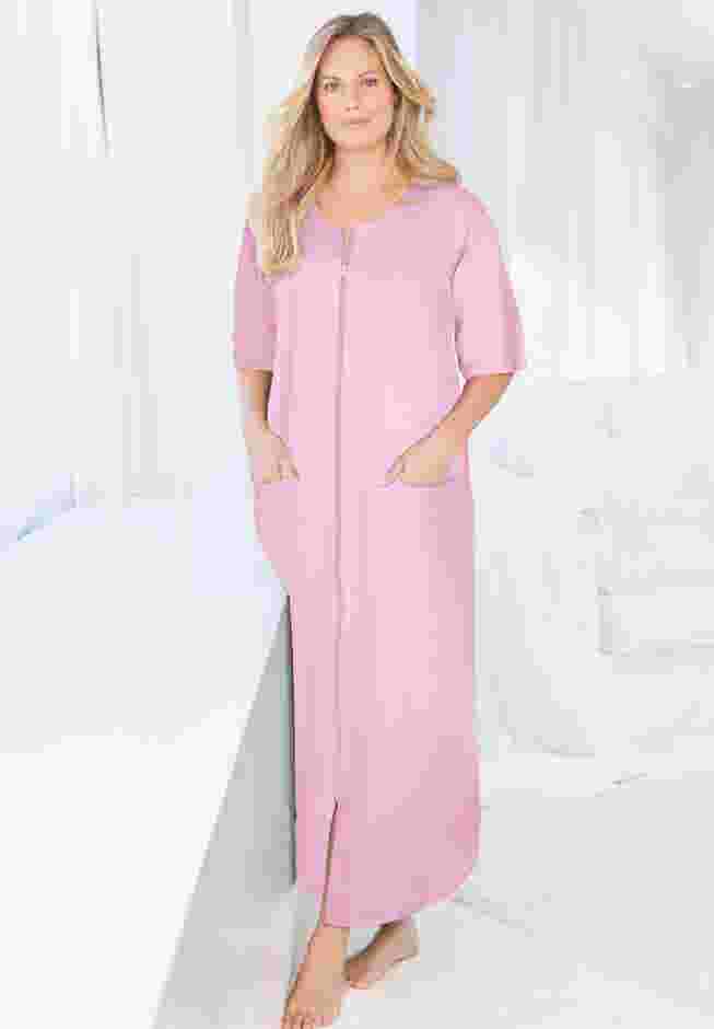 Long French Terry Zip-Front Robe image number 0