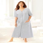 Long French Terry Zip-Front Robe image number null