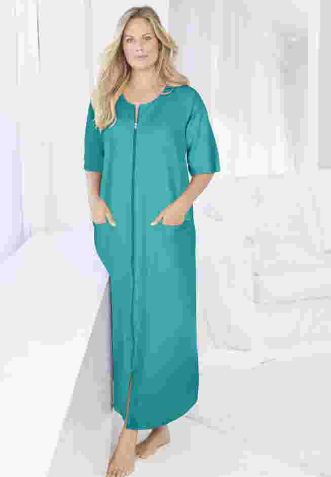 Long French Terry Zip-Front Robe image number 0