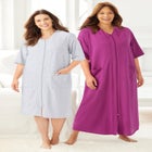 Long French Terry Zip-Front Robe image number null