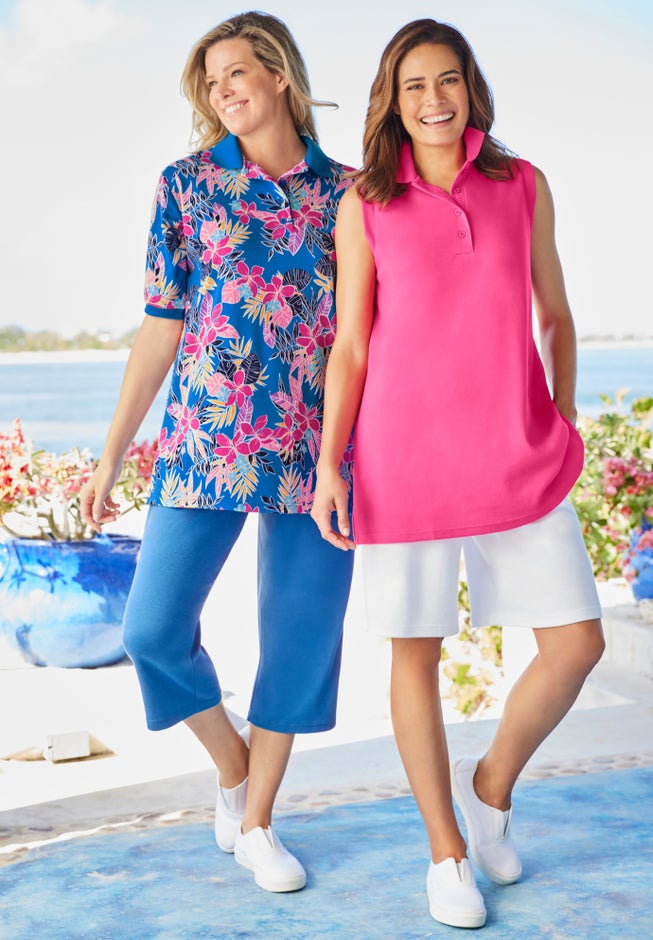 Elbow-Sleeve Polo Tunic image number 3