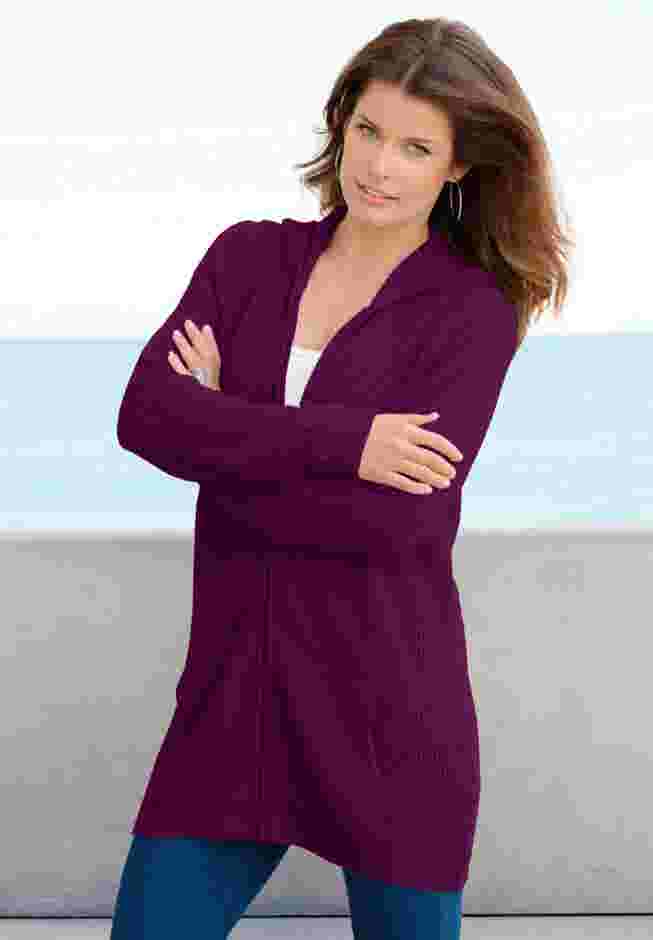 Plus Size Waffle Knit Zip Hoodie image number 4