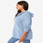 Plus Size Waffle Knit Zip-Front Relaxed Hoodie image number 2