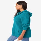 Plus Size Waffle Knit Zip-Front Relaxed Hoodie image number 1