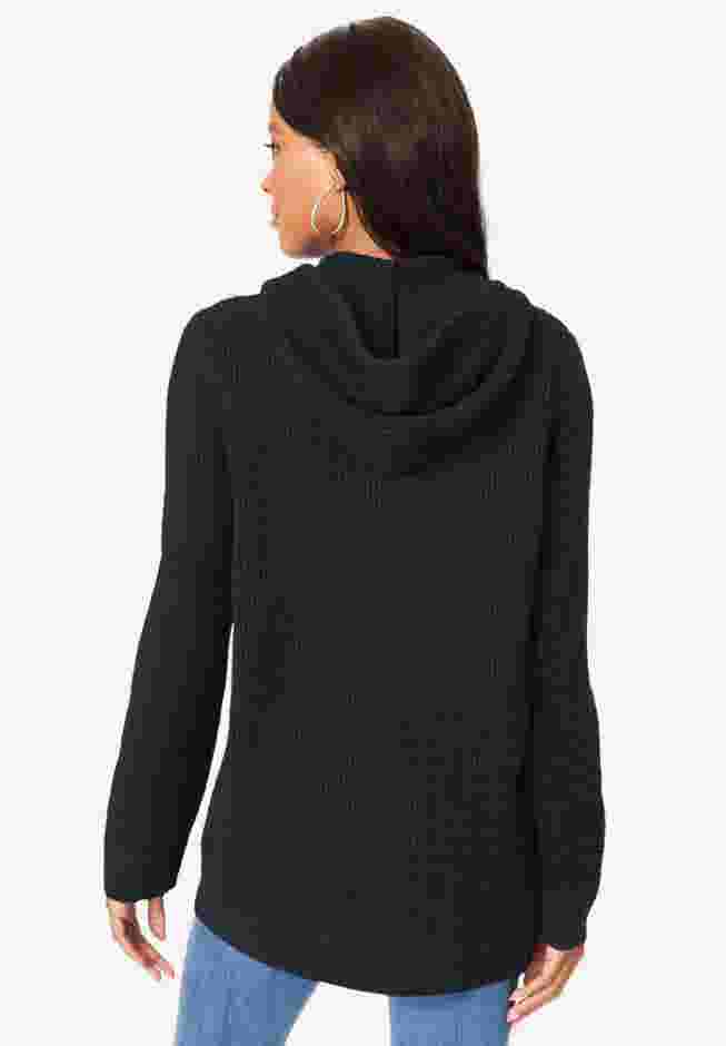 Plus Size Waffle Knit Zip Hoodie image number 1