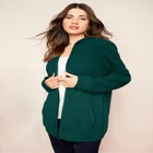 Plus Size Waffle Knit Zip-Front Relaxed Hoodie image number 1