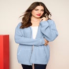 Plus Size Waffle Knit Zip-Front Relaxed Hoodie image number 0