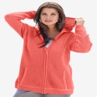 Plus Size Waffle Knit Zip-Front Relaxed Hoodie image number 0