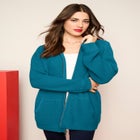 Plus Size Waffle Knit Zip-Front Relaxed Hoodie image number 0