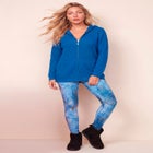 Plus Size Waffle Knit Zip-Front Relaxed Hoodie image number 0