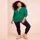 Plus Size Waffle Knit Zip-Front Relaxed Hoodie image number 3