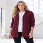 Plus Size Waffle Knit Zip-Front Relaxed Hoodie image number 2