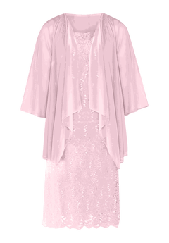 Sparkling Lace Jacket Dress with Sequins - A-line, Wood Rose Pink |  Catherines