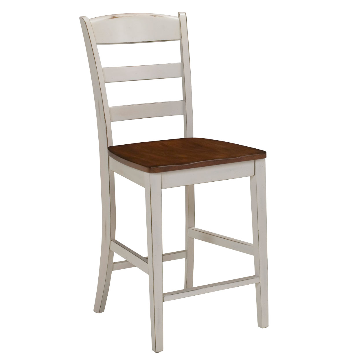Antique White Finished Bar Stool with Distressed Oak Seat, ANTIQUE WHITE
