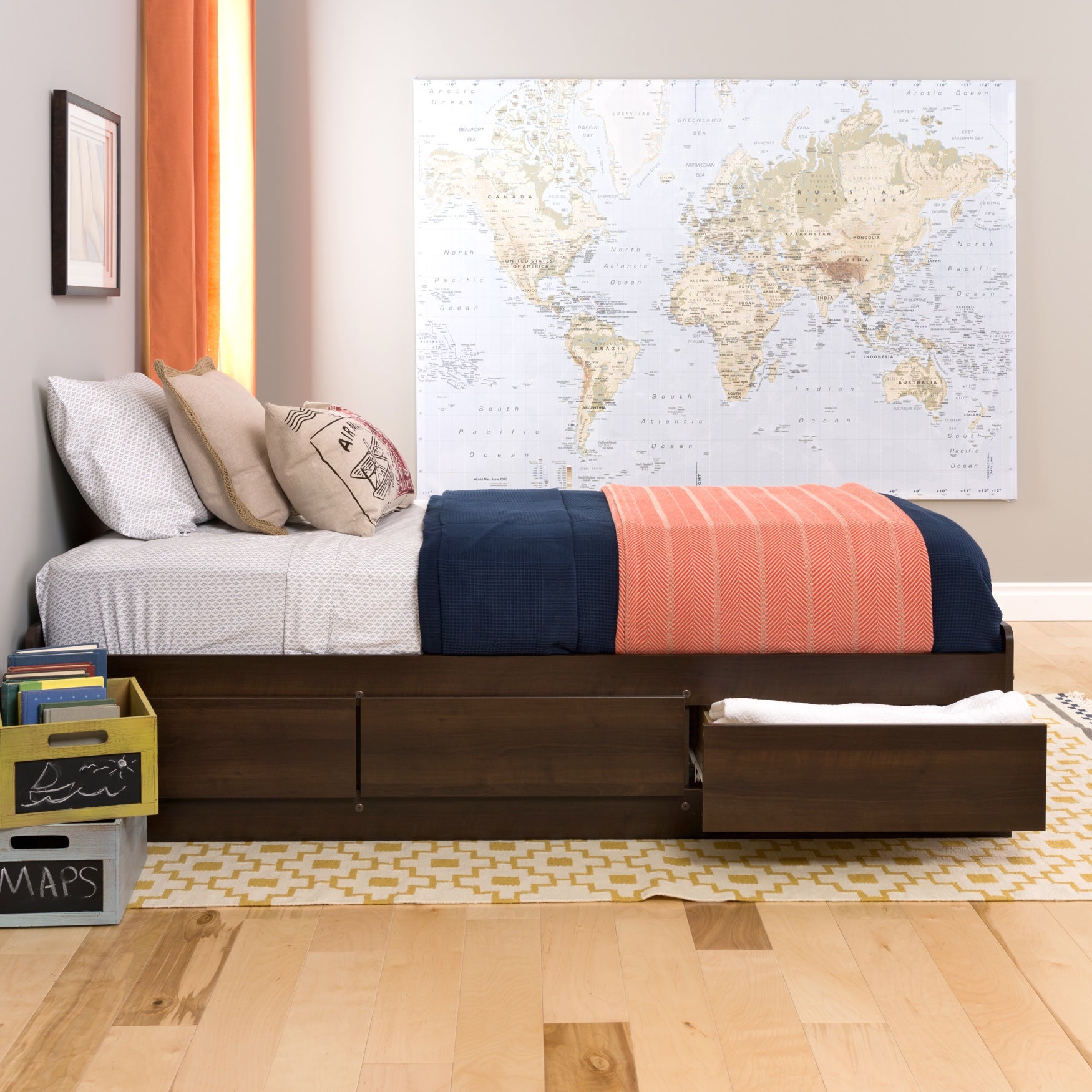 Twin XL Platform Bed with Storage Drawers, Expresso Catherines