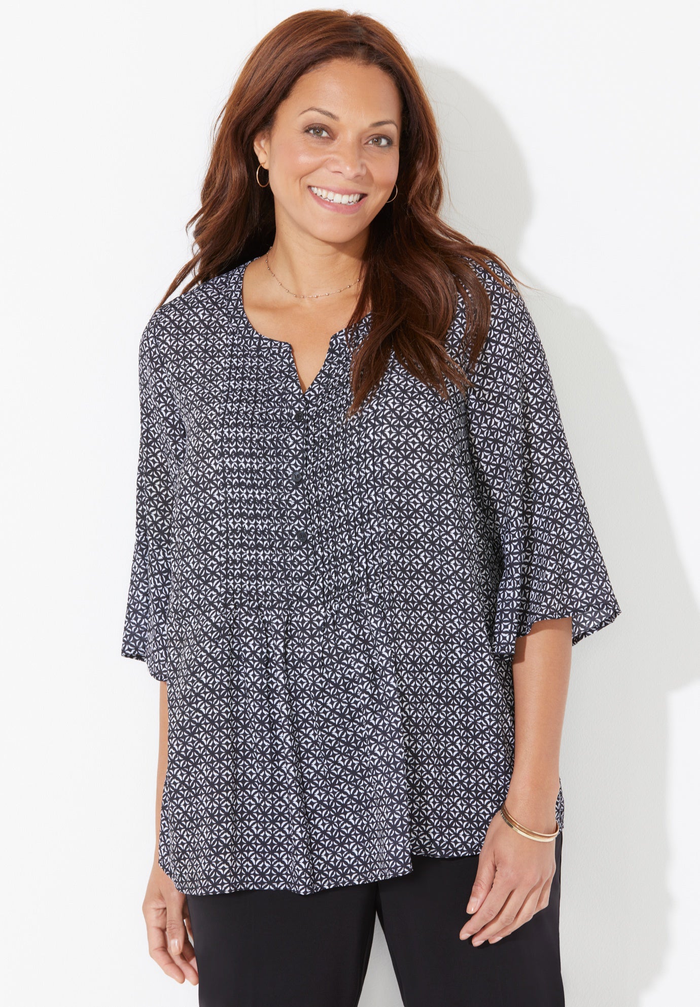 black flounce sleeve top