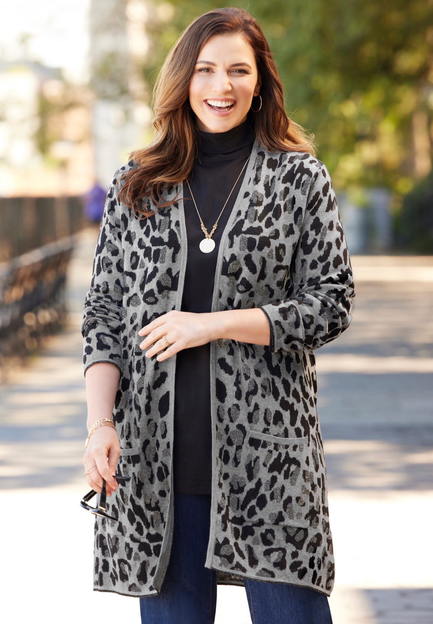 plus size leopard cardigan sweater