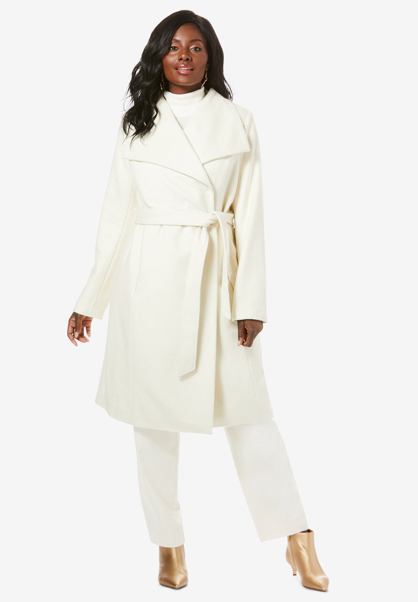 Belted Wool-Blend Coat | Catherine's