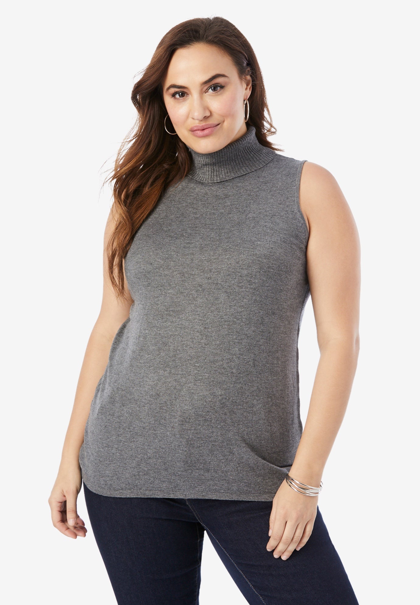 fuzzy sleeveless turtleneck