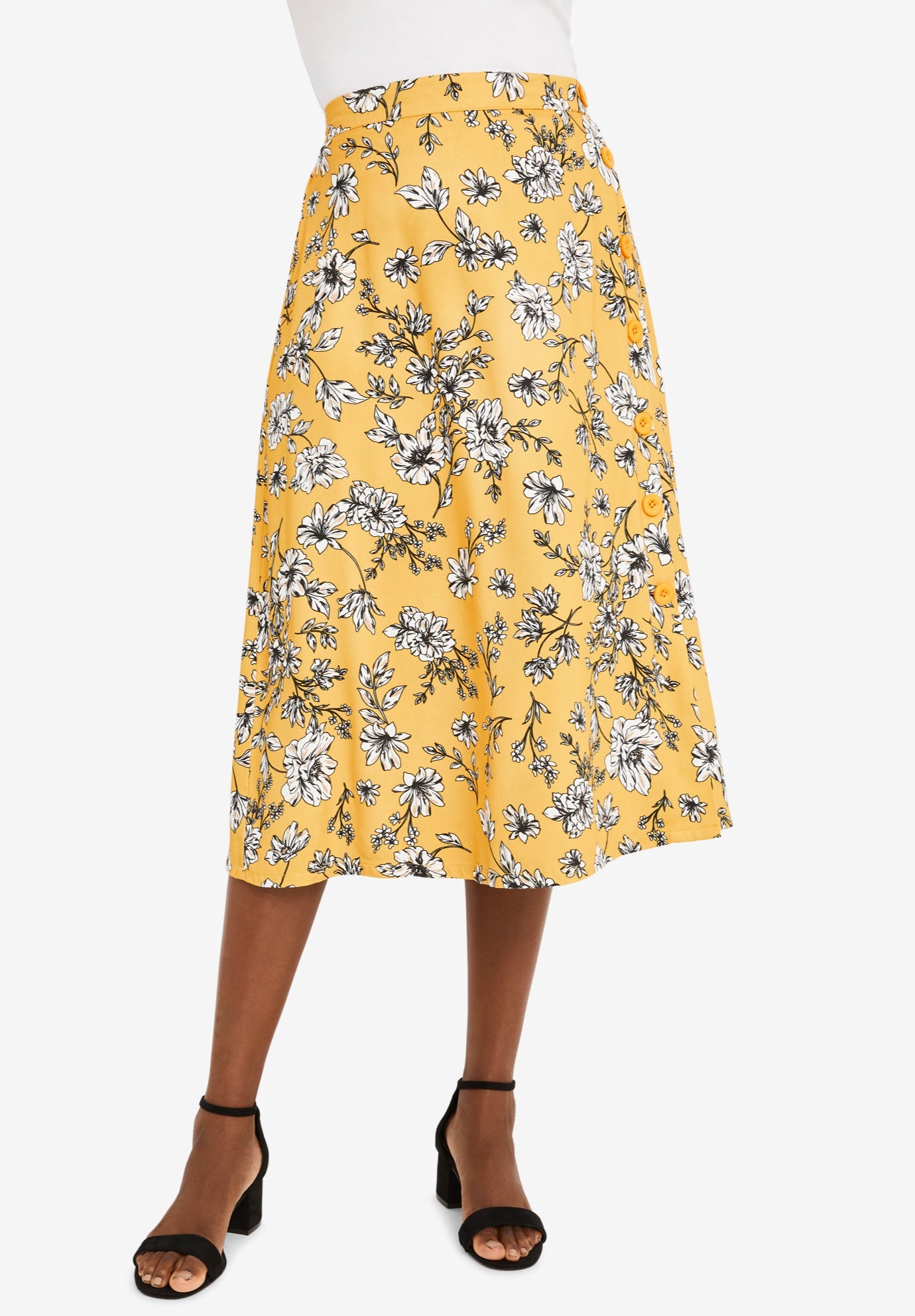 midi skirt buttons