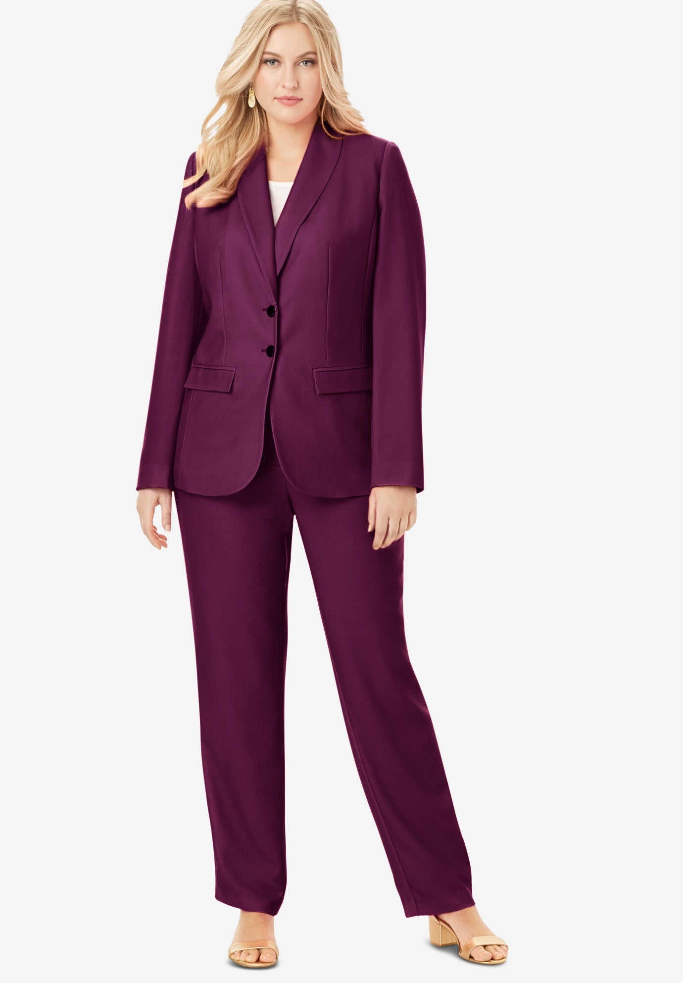 Single Breasted Pant Suit | Catherines