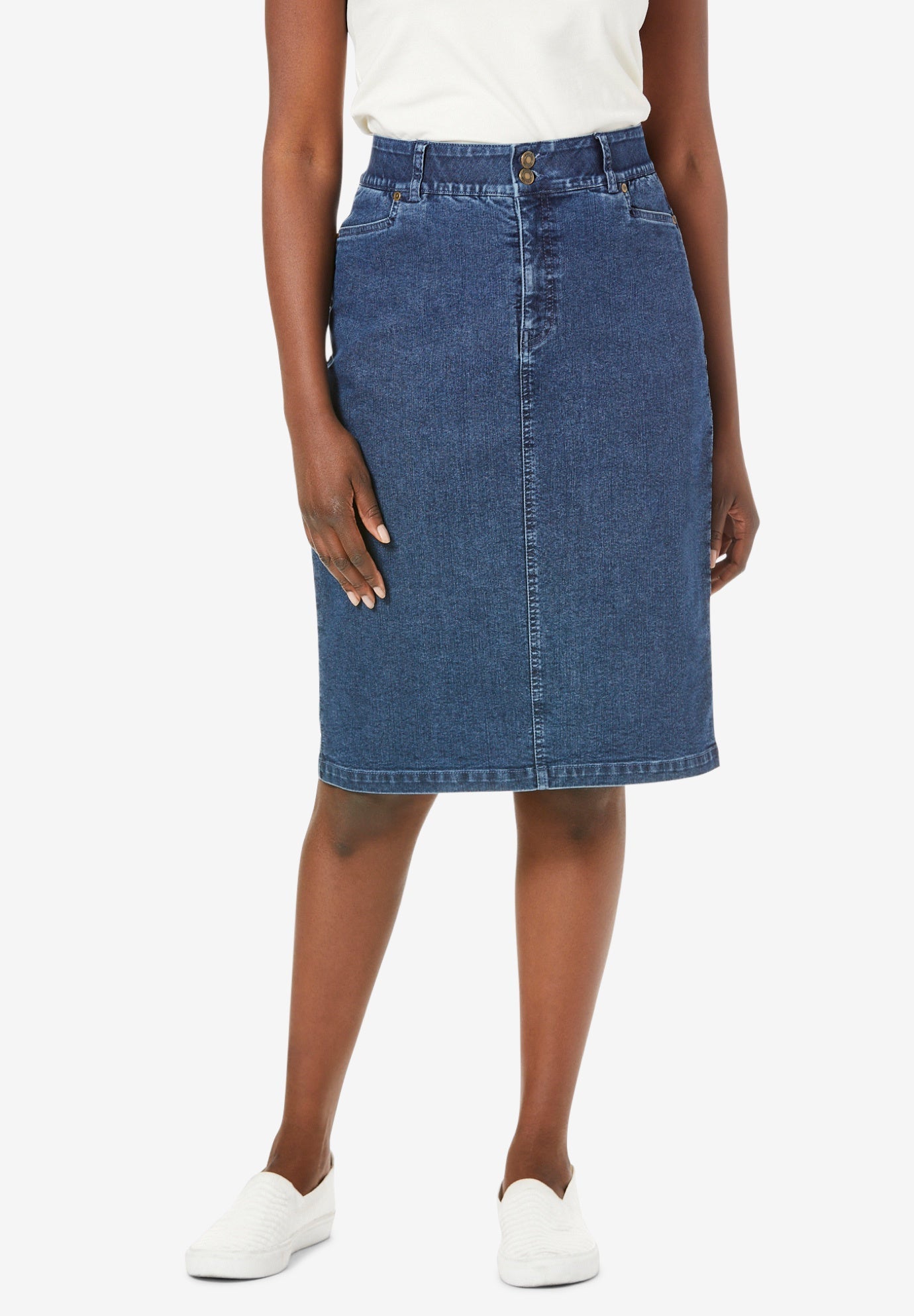 Tummy Control Denim Skirt Catherines