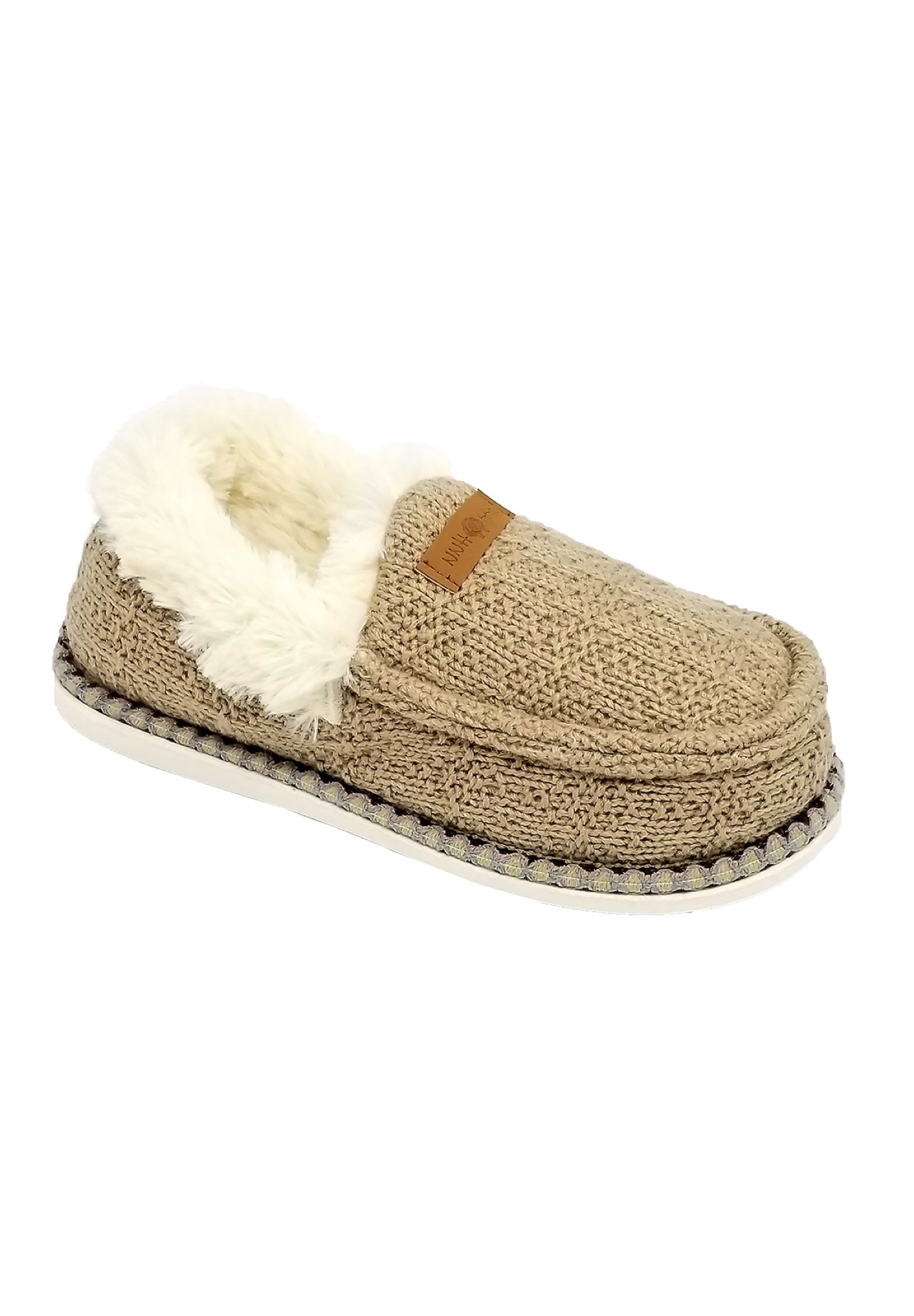 Textured Knit Mocassin Slippers, 