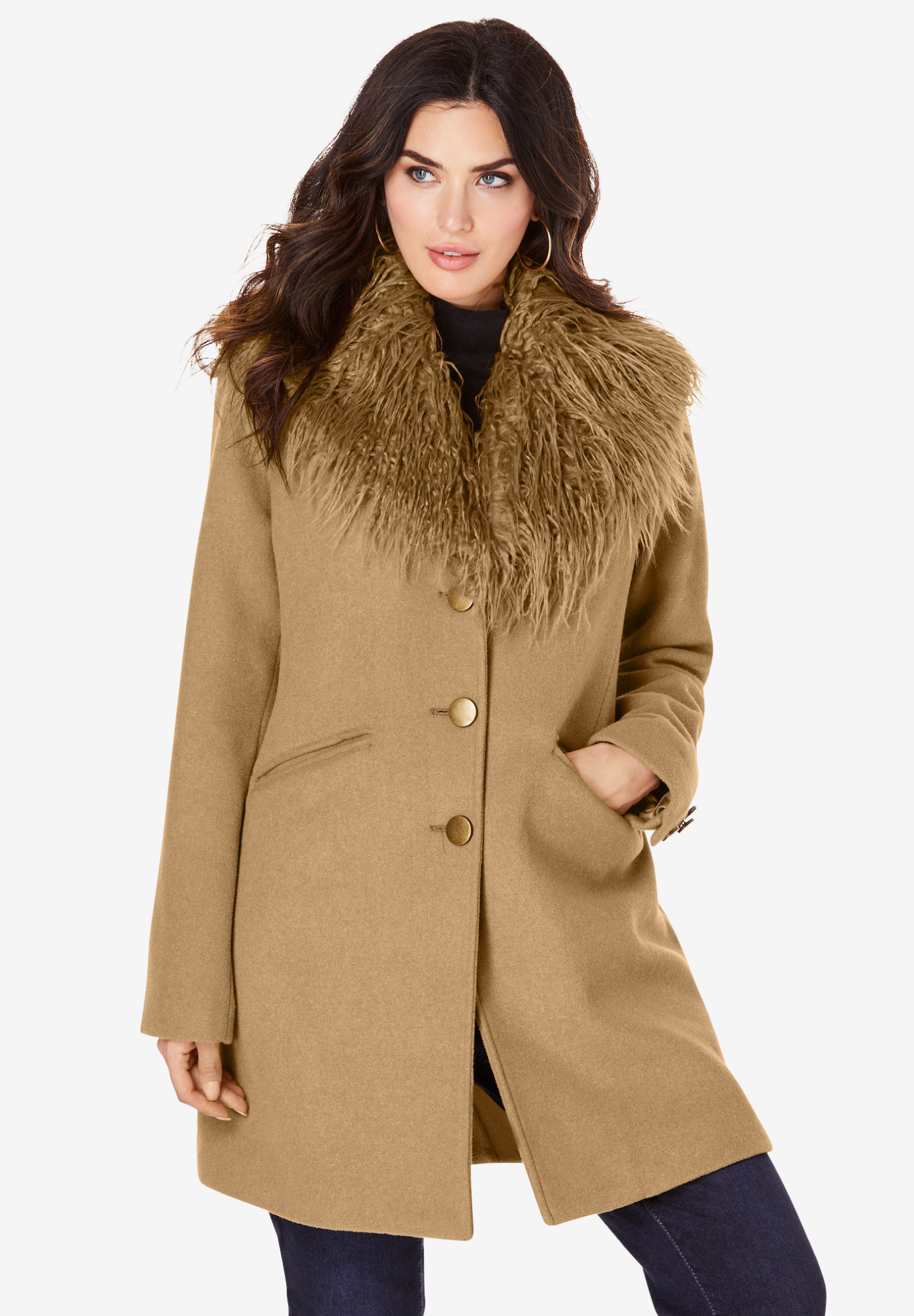 Short Wool-Blend Coat, 