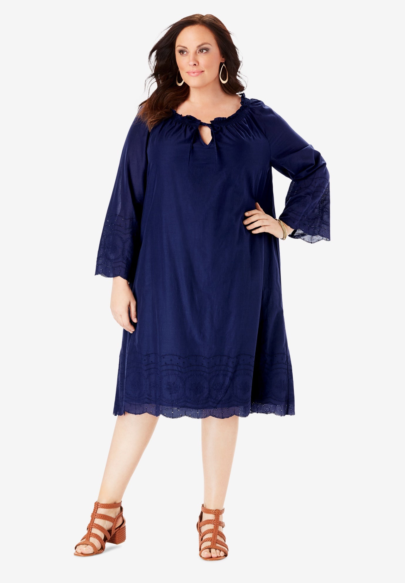 Embroidered Hem Dress with ALine Silhouette Catherines