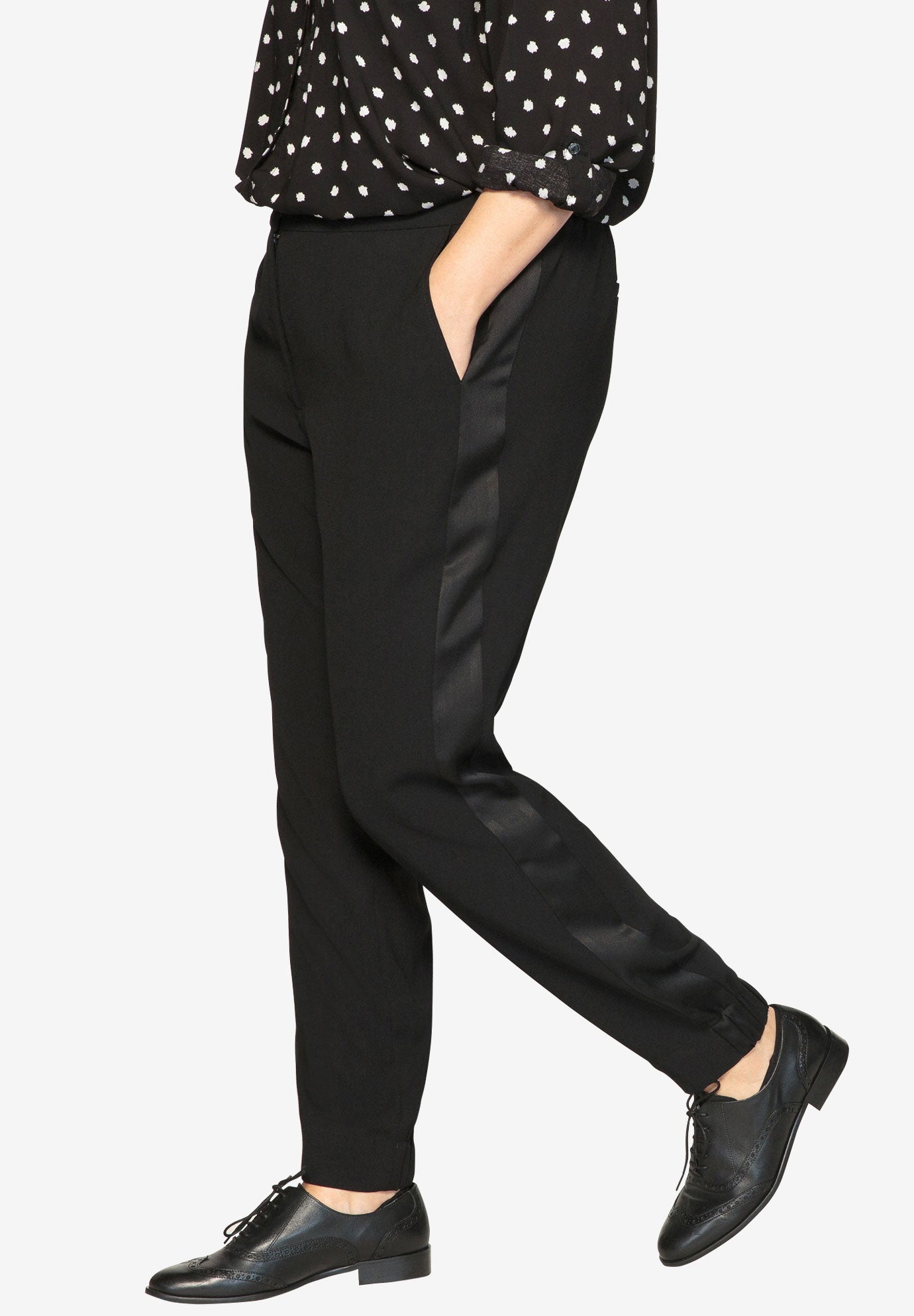 ladies tuxedo trousers satin stripe