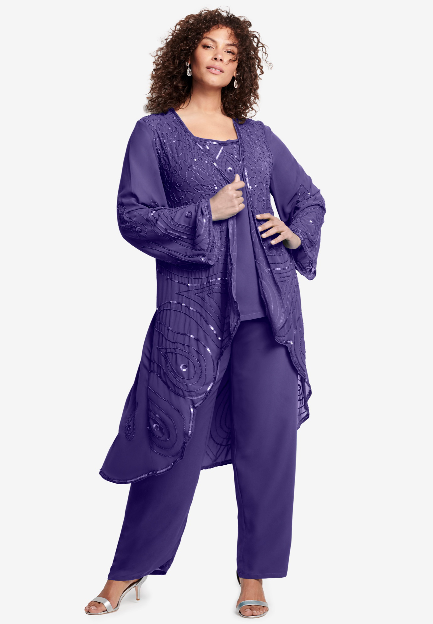  Catherines Women's Plus Size Petite 3-Piece Lace Gala Pant Suit  - 18 WP, Purple : Clothing, Shoes & Jewelry
