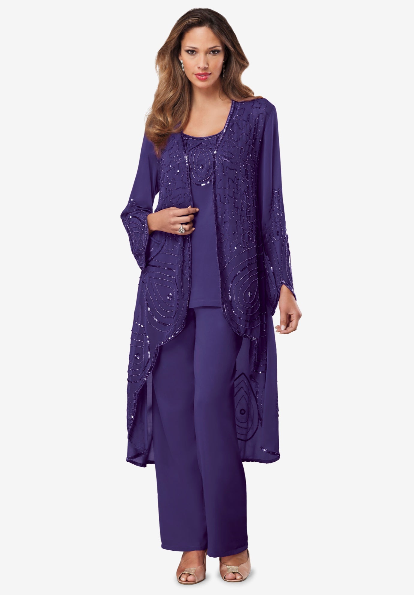  Catherines Women's Plus Size Petite 3-Piece Lace Gala Pant Suit  - 18 WP, Purple : Clothing, Shoes & Jewelry