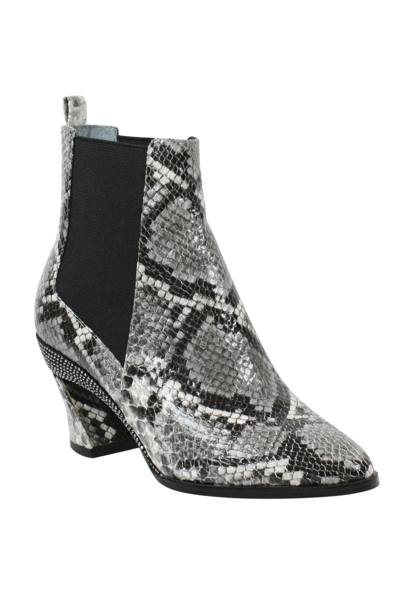 all white snakeskin booties